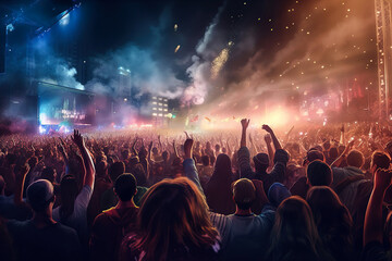 Obraz na płótnie Canvas Feierende Menschen auf einem Konzert (Generative KI) 