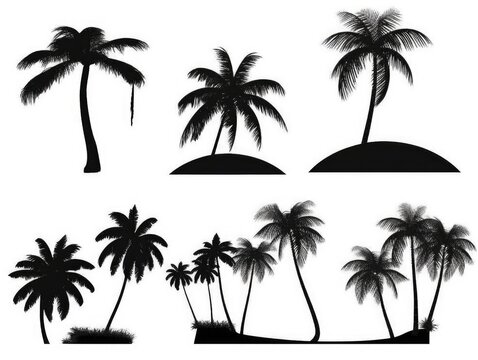 Tree palm Collection in cartoon style illustration. set isolated on white background. generative ai
