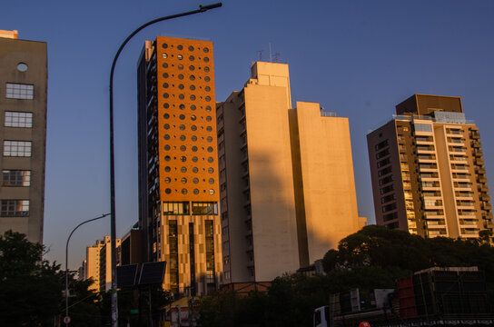 Facade of the buildings, located on Oscar Freire street, in the city of S&atilde;o Paulo