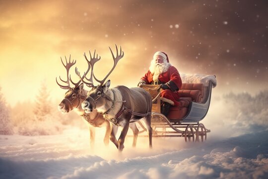 Santa Claus and Reindeers: A Magical Christmas Scene
