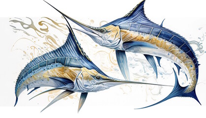 swordfish - Created with Generative AI Technology
 - obrazy, fototapety, plakaty