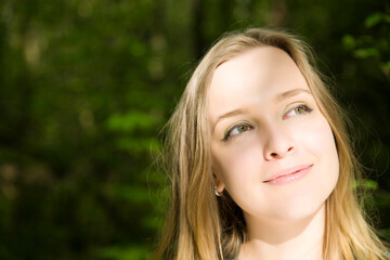 Fototapeta premium Happy Blond Woman In The Park
