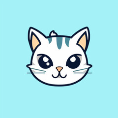 Smiling Cat Head Illustrations, Flat Style for Mammals and Carnivores