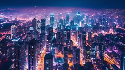 Modern City Skyline at Night - Generative AI