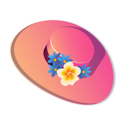 Sun hat with flowers. PNG illustration
