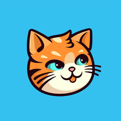 Adorable Cat Head Cartoon Icons, Flat Vector Illustrations for Mammals and Carnivores