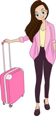 woman with pink baggage