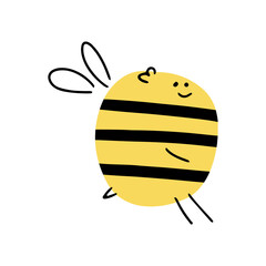 Cartoon bee for concept design. Animal character design. Vector illustration in flat style.