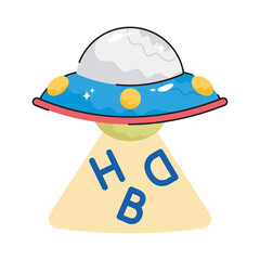 UFO  doodle filled vector outline Sticker. EPS 10 file