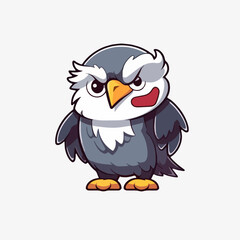 Cute Baby Eagle Icon in Flat Design, Representing a Swift and Meat Eating Bird