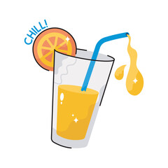 Orange juice doodle filled vector outline Sticker. EPS 10 file