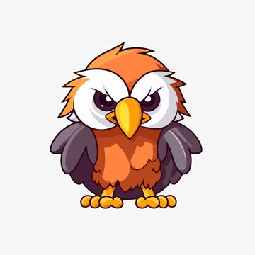 Vector Cartoon Illustration of a Baby Eagle, Flat Style for Fast Flying Predators