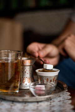 Traditional Turkish coffee and tea ritual
