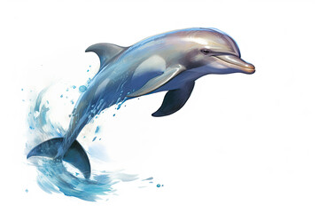 Obraz premium Dark blue dolphin is isolated on a white background. Mammal marine animal. Generative AI