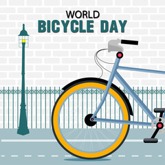 World Bicycle Day is an observance celebrated globally on June 3rd each year. It was officially designated by the United Nations (UN) to recognize the importance of bicycles. - obrazy, fototapety, plakaty