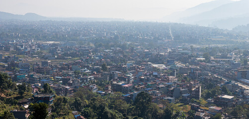 Pokhara city streets from above