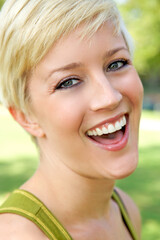 Naklejka premium A Beautiful Blond Girl With A Pretty Smile