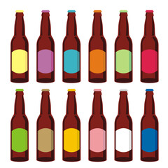 fully editable vector illustration of isolated beer bottles set ready to use