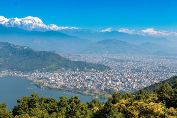 himalaya range at pokhara nepal - obrazy, fototapety, plakaty