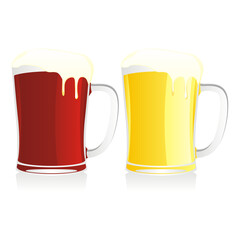fully editable isolated beer mugs