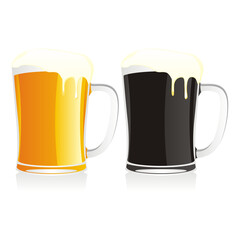 fully editable isolated beer mugs