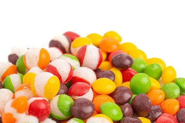 Freeze Dried Rainbow Candy on a White Background