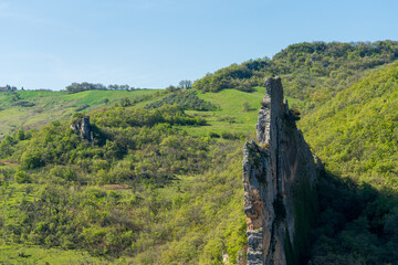 Fototapeta na wymiar Rock formations near Pennadomo, beautiful village in Chieti Province, Abruzzo, central Italy.