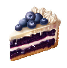 A Slice Of Cake With Blueberries On Top Clipart Generative AI