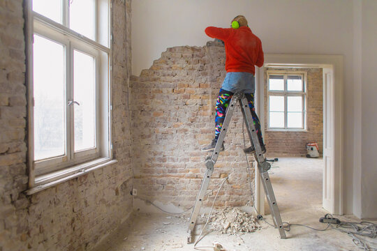 A woman is renovating her home