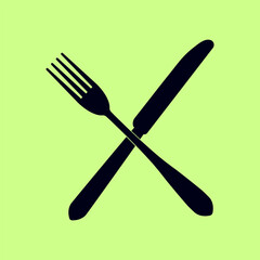 The silhouette of a forked knife forming a crosshair. 