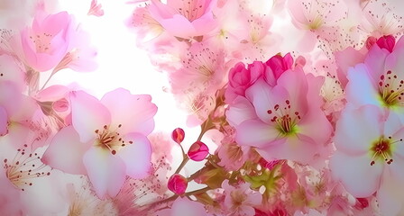 pink white apple sacura  flowers on white background  art illustration,generated ai