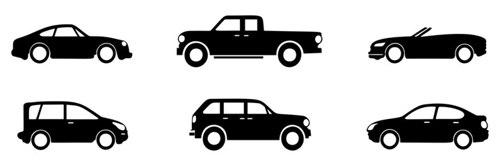 set of silhouette of different cars