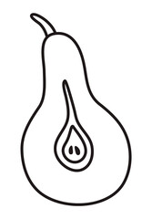Pear hand drawn with thin line. Png clipart isolated on transparent background