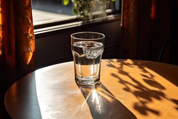glass of water with ice on a table