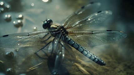 Dragonfly on fresh water. Generative AI