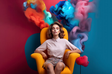 Fashion-forward woman with a vibrant lifestyle. Generative AI illustration.