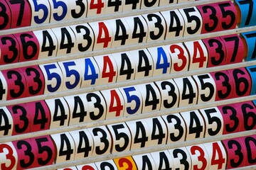 Close up on score board of golf tournament