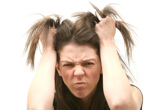 Stressed woman over white background