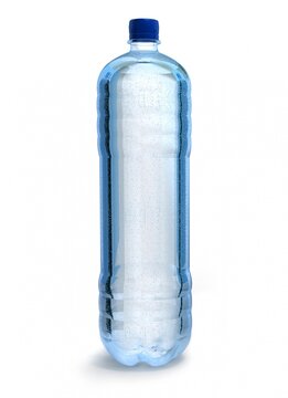 Plastic bottle of water over white background