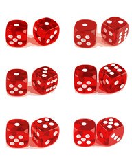 2 Dice close up - Showing all number combinations (Set of 3 Files - 1 of 3)