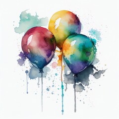 balloons set in watercolor style Generative AI