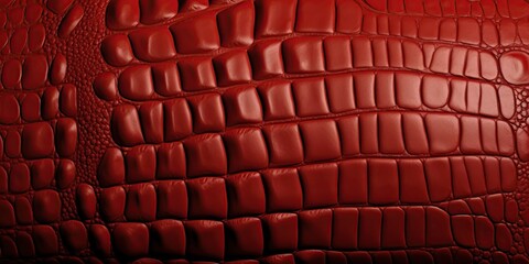 Fototapeta premium Alligator leather texture in red color. Textured backgrouds and backdrops. Ai Generative illustration