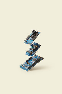 Computer microcircuits on beige backdrop.