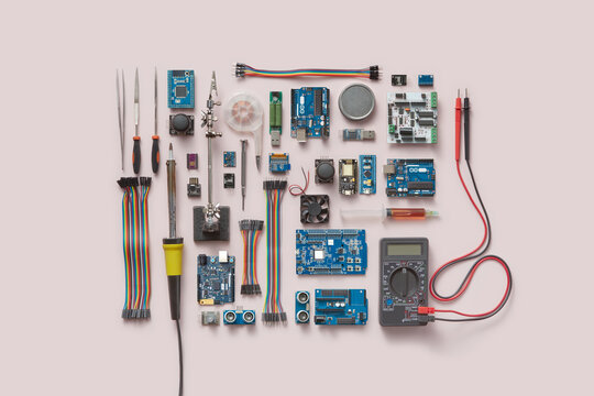 Various computer components, electronics, wires.