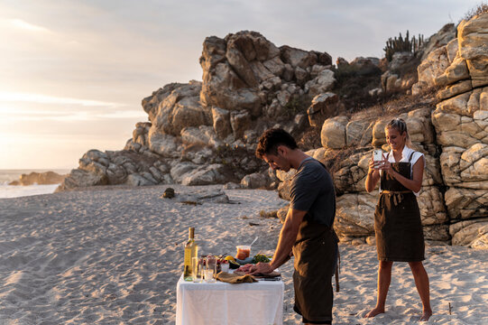 Foodie using smartphone creating content for social media