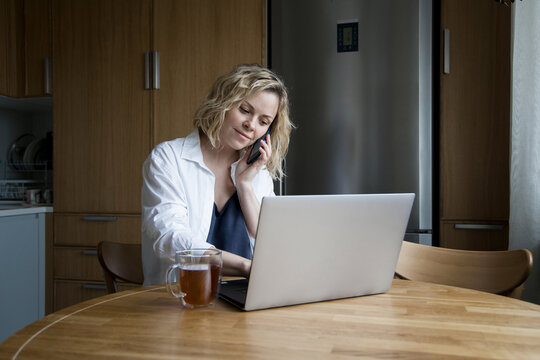 Woman working at home