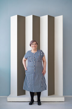 Stylish senior lady in studio