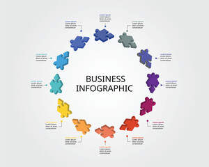 Obraz premium jigsaw puzzle connection template for infographic for presentation for 12 element