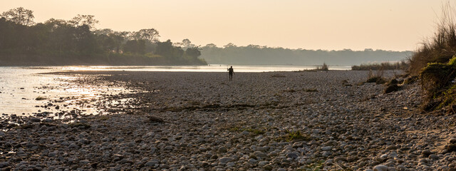 Sunset at river Chitwan Nepal