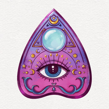 Watercolor ouija board illustration
